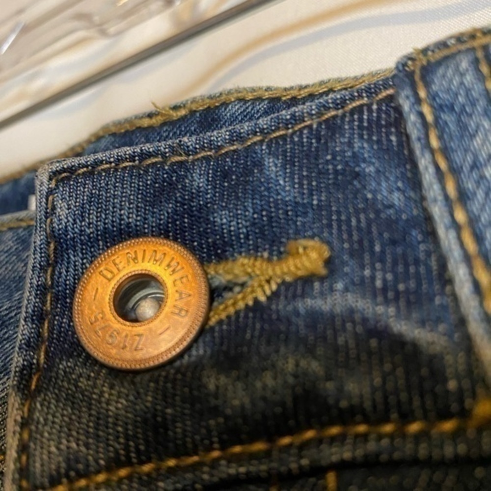 ZARA Denim Distressed Mini Skirt, Size XS, Button Fly, Raw Hem, Fraying, EUC - Picture 8 of 11